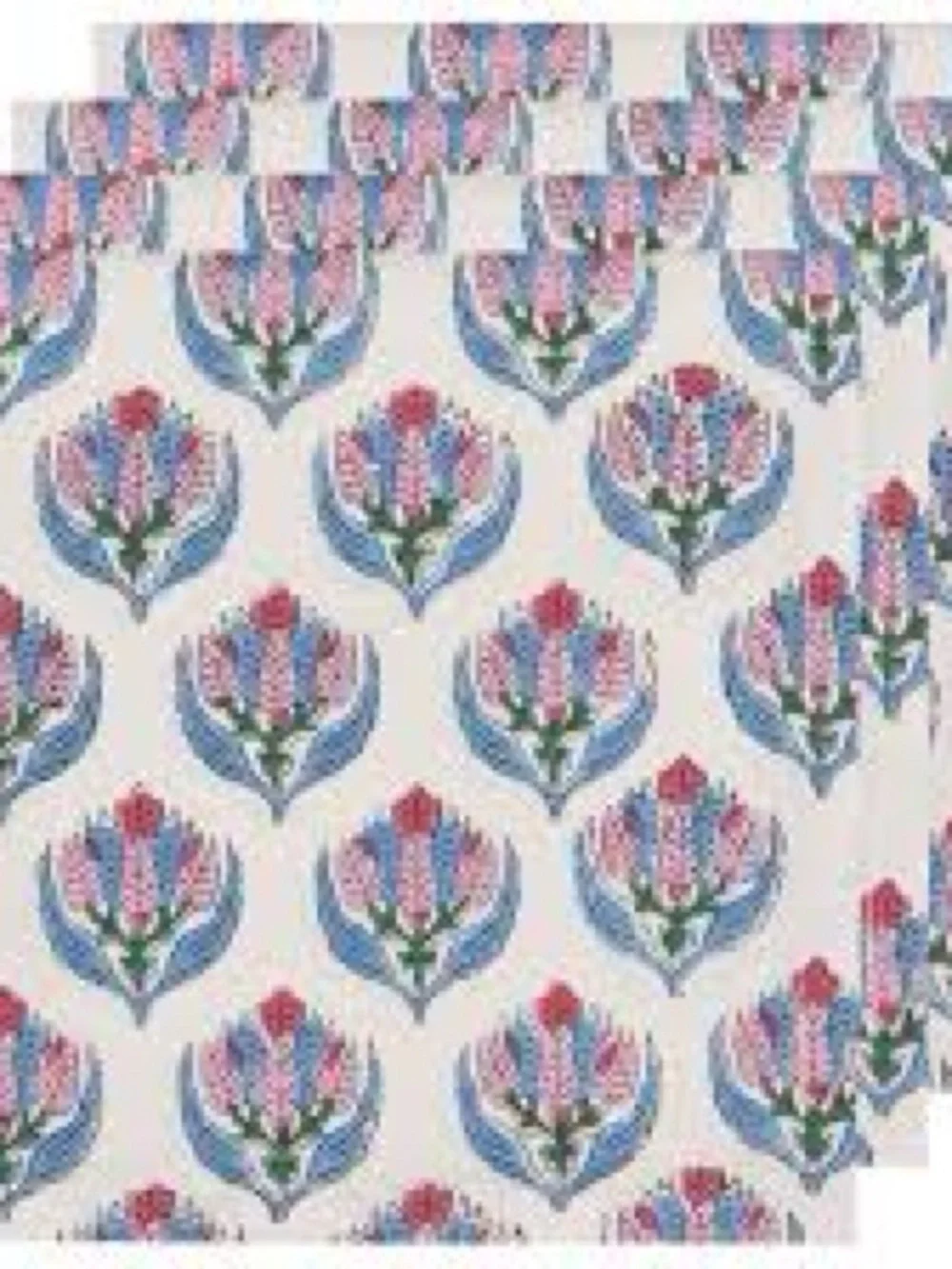 New🌟Anthropologie-Danica Heirloom Block Print Table Linens - Pink & Blue Motif